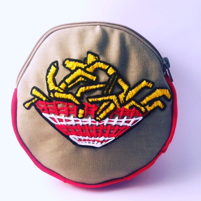 French Fries Embroidered on a hoop